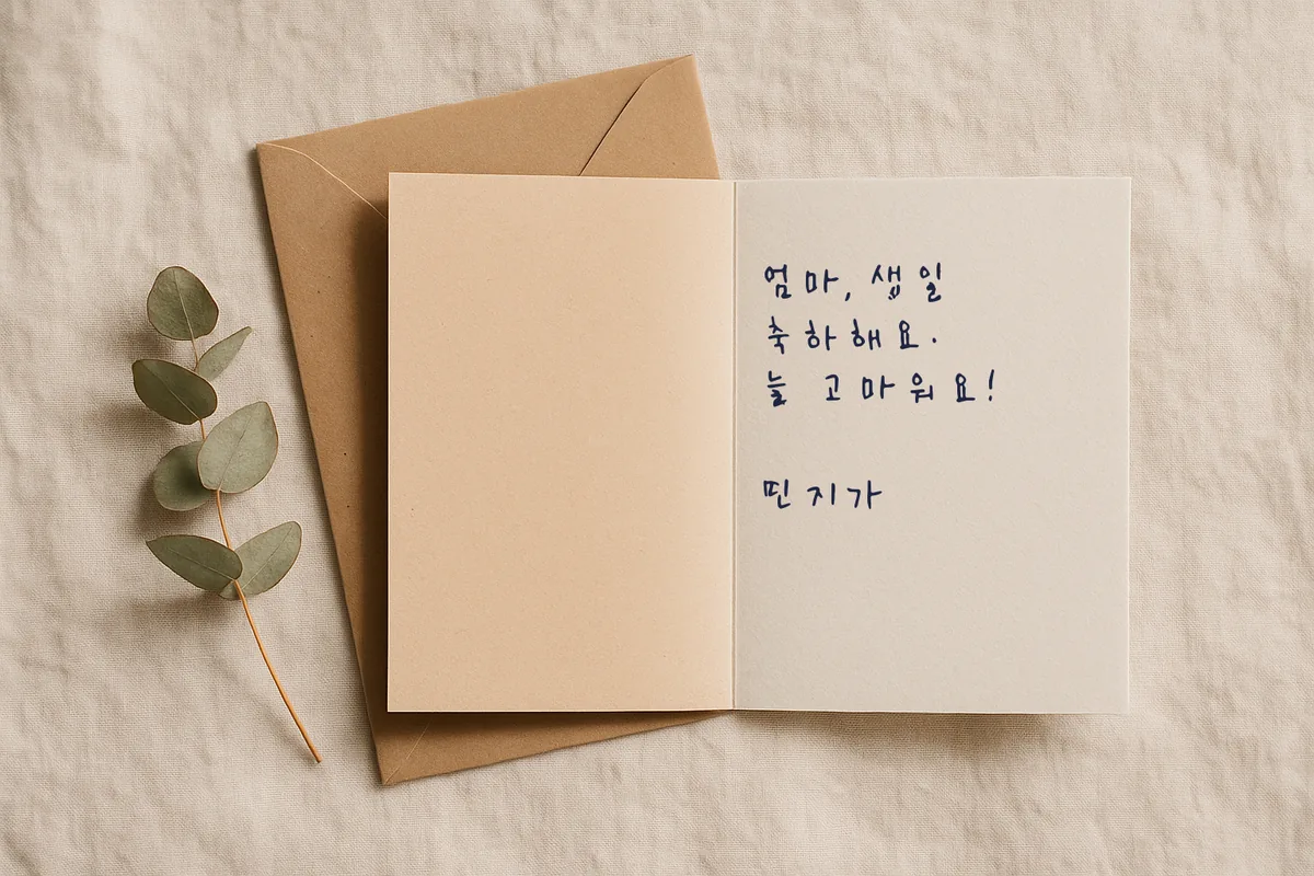 손글씨 폰트로 쓴 생일 카드